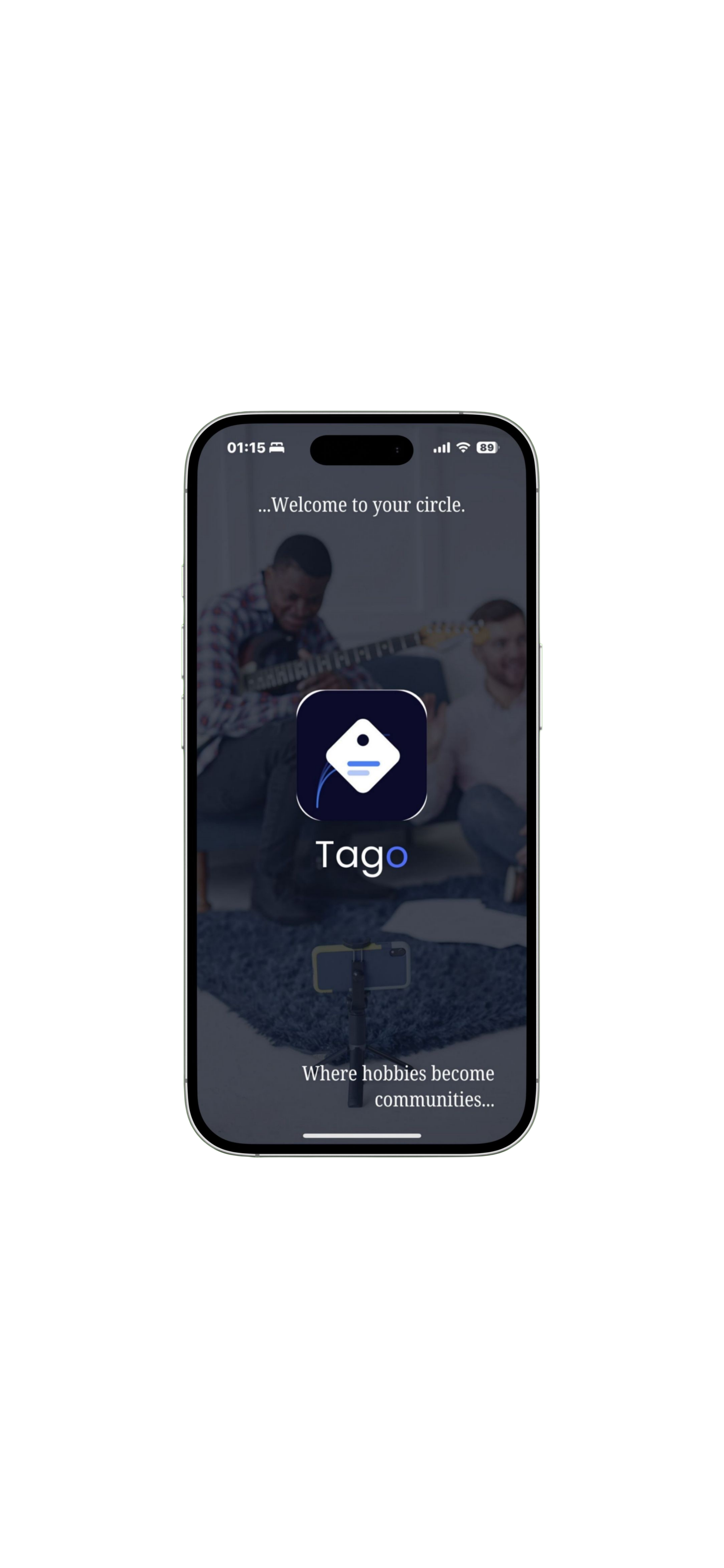 Tago splash screen — Where hobbies become communities